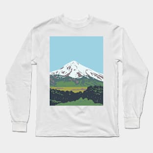 Volcan Lanin or Lanin Volcano between Argentina and Chile WPA Art Deco Poster Long Sleeve T-Shirt